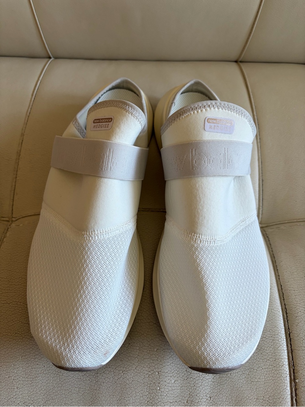 New Balance Slip-On Energize Sneakers in Cream and Light Gray